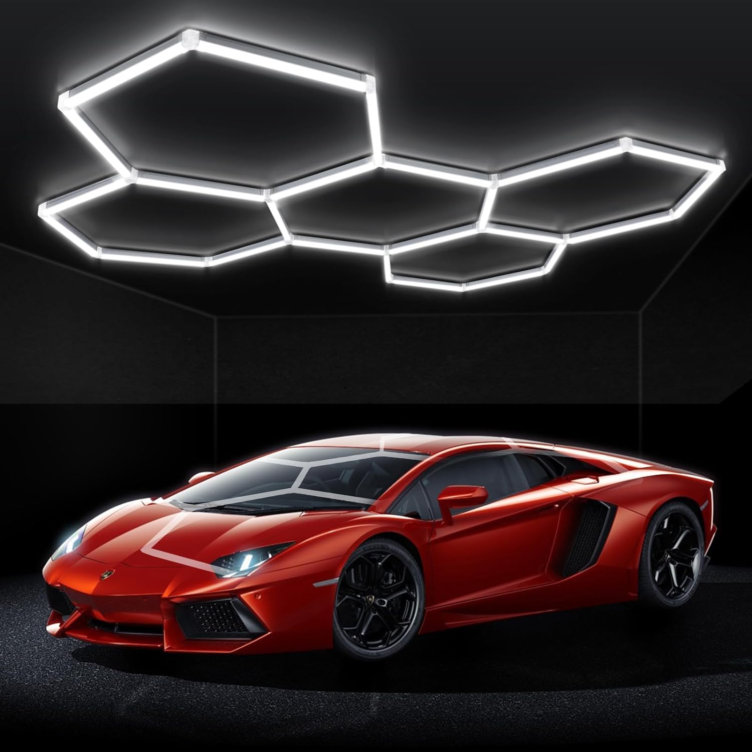 5 Hexagon Grids LED Car Garage Light - RGB